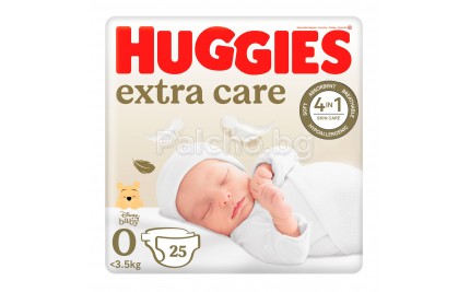 Huggies ExtraCare пелени 0 0-3.5кг 25бр