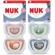 Nuk залъгалка силикон светеща First Choice 6-18 м 2бр