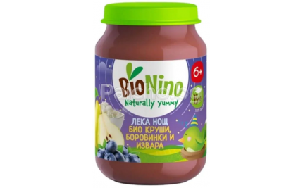 BioNino Био пюре Лека нощ с круши, боровинки и извара 190гр