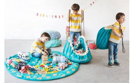 Килим за игри и кош за играчки 2 в 1